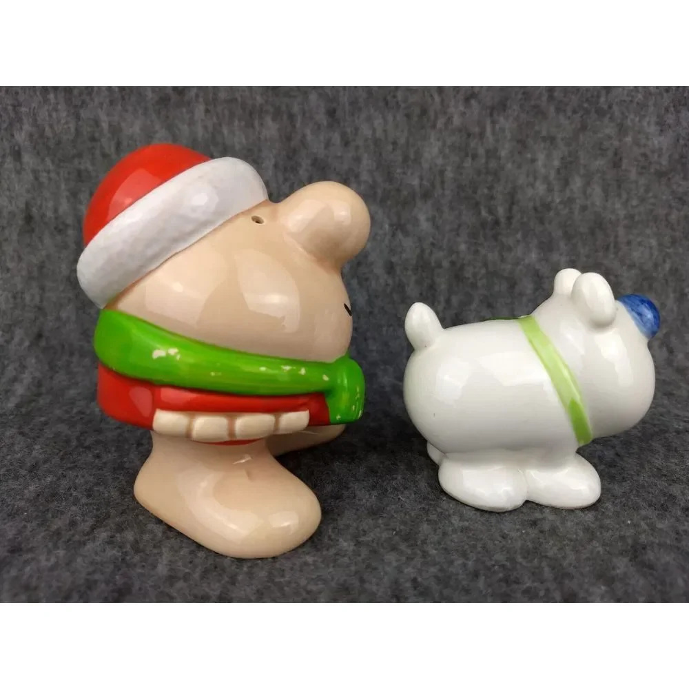 Ziggy & Fuzz Ceramic Salt & Pepper Shakers 1970s‎ Christmas Tom Wilson Japan VTG